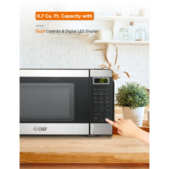 Commercial Chef 0.7 Cubic Foot Microwave with 10 Power Levels,Stainless